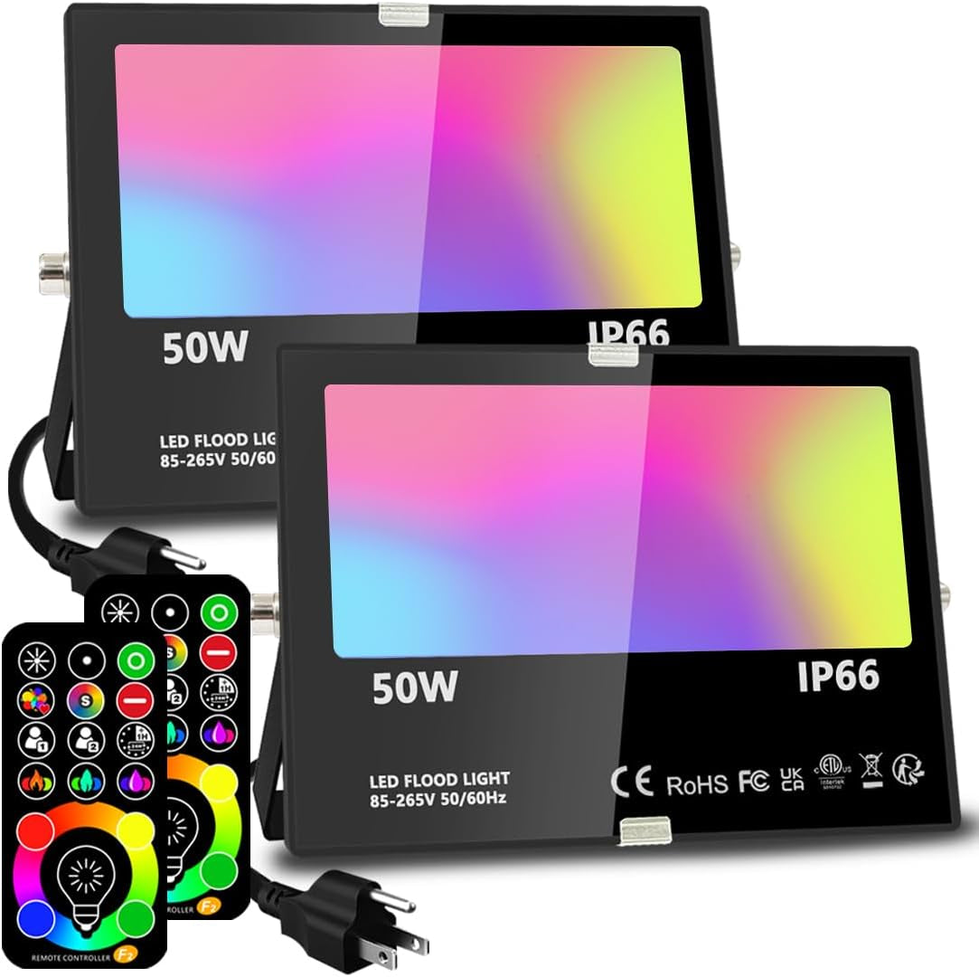 MELPO Led Flood Light 500W Equivalent, RGBW Led Outdoor Colored Floodlight