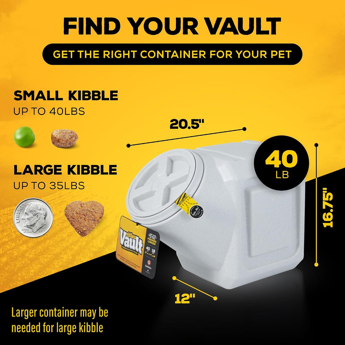 Vittles Vault Airtight Stackable Pet Food Storage Container, up to 40Lbs