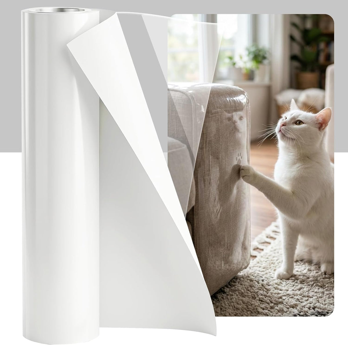 200"X16" Cat Scratch Furniture Protector, Transparent Couch Protector from Cat Claws, Self-Adhesive anti Scratch Furniture Protector for Sofa Arms & Corners, Pet Proof Guards
