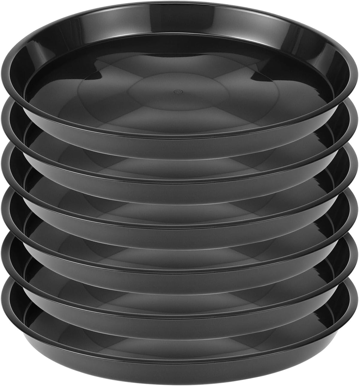 QWORK 12" Plant Saucers, 6 Pack Plastic round Plant Tray for Pots, Garden Plate Bowls, Trays for Planter, Black