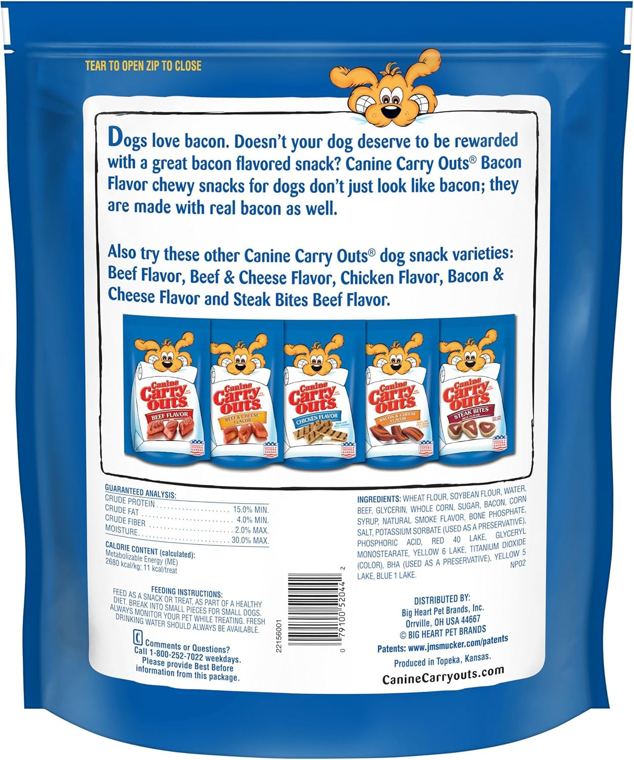 Canine Carry Outs Bacon Flavor Dog Treats, 47Oz Bag