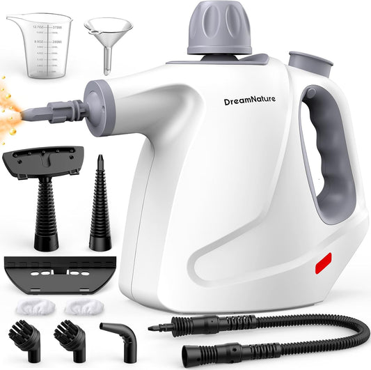 Multi-Surface Handheld Pressurized Steam Cleaner with 11-Pieces Accessories, 15.2OZ Hands-Free Portable Steamer for Cleaning, Multipurpose Steam Cleaner for Home|Upholstery|Car|Floor|Grout|More