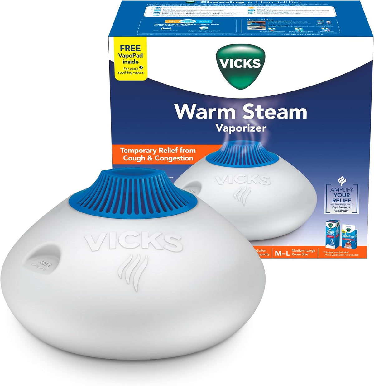 Vicks Warm Steam Vaporizer Humidifier for Medium and Large Rooms, 1.5 Gal