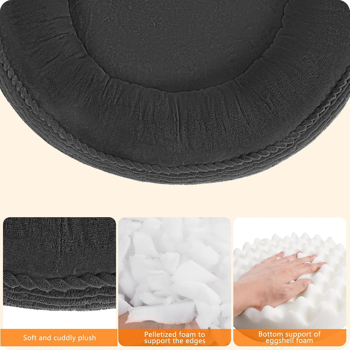 Dwanton Orthopedic Small Dount Dog Bed Cat Bed, Calming Egg-Crate Foam, 24"