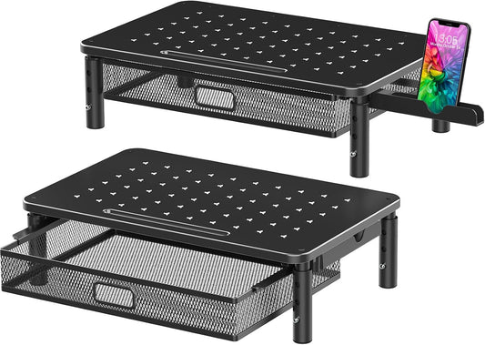Zimilar 2 Pack Monitor Stand Riser with Metal Drawer, 3 Height Adjustable