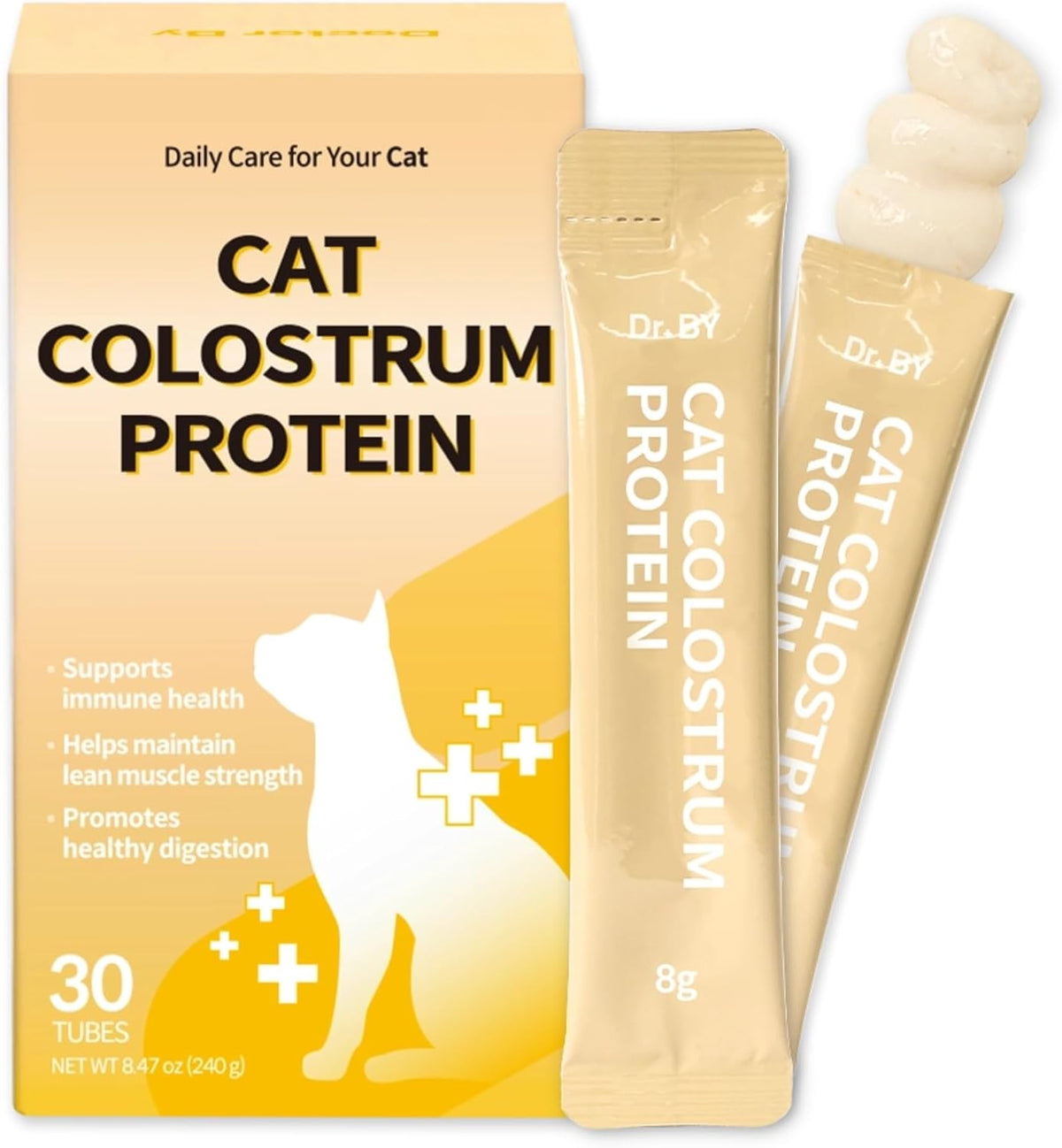 Doctor by Cat Colostrum Protein Cat Supplement Immune Support Muscle Growth, Gentle on Digestion for Kittens, Adult&Senior Cats with Goat Milk, Whey Protein Isolate, Colostrum Lickable Formula