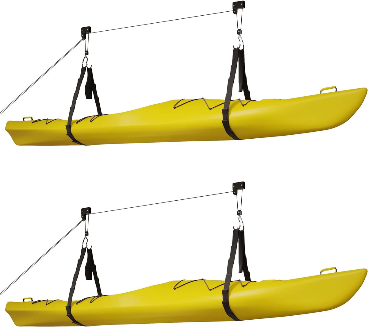 RAD Sportz Kayak Hoist 2-Pack Quality Garage Storage Canoe Lift with 125 Lb Capacity Even Works as Ladder Lift Premium Quality Pulley System