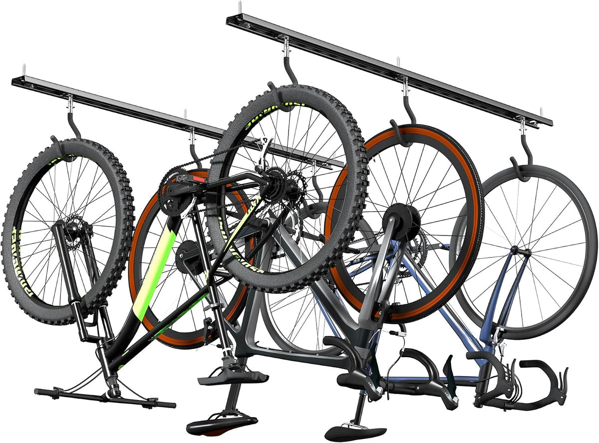 Ultrawall Ceiling Bike Rack for Garage, Indoor Bike Hanger W/Sliding Track