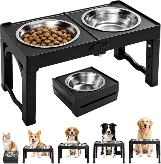 Black Elevated Dog Bowl Large Raised Dogs Bowl Stand Large/Medium Dogs