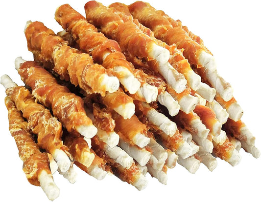 MON2SUN Dog Treats, 5 Inch Chicken Wrapped Rawhide Sticks, 14.11 Oz