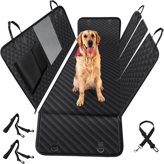 Vailge 100% Waterproof Convertible Dog Car Seat Covers, Waterproof Dog Seat Cover with Mesh Window, Heavy Duty Seat Cover for Dogs, Dog Car Hammock Pet Seat Cover for Cars Trucks Suvs,Black,Standard