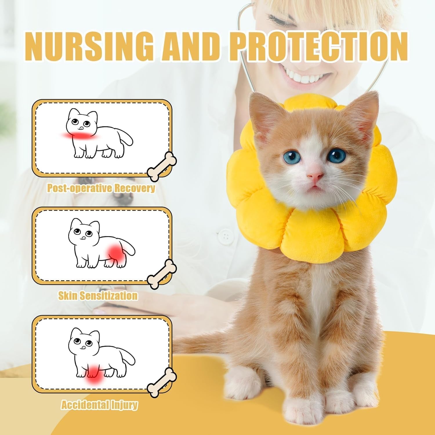 HOMBYS Soft Dog Cone for Dogs and Cats, Cute & Fluffy Flower Shape for Calming, Adjustable Dog Collar Alternative after Surgery, Protective Elizabethan Collar for Dogs Recovery & Stop Licking, S
