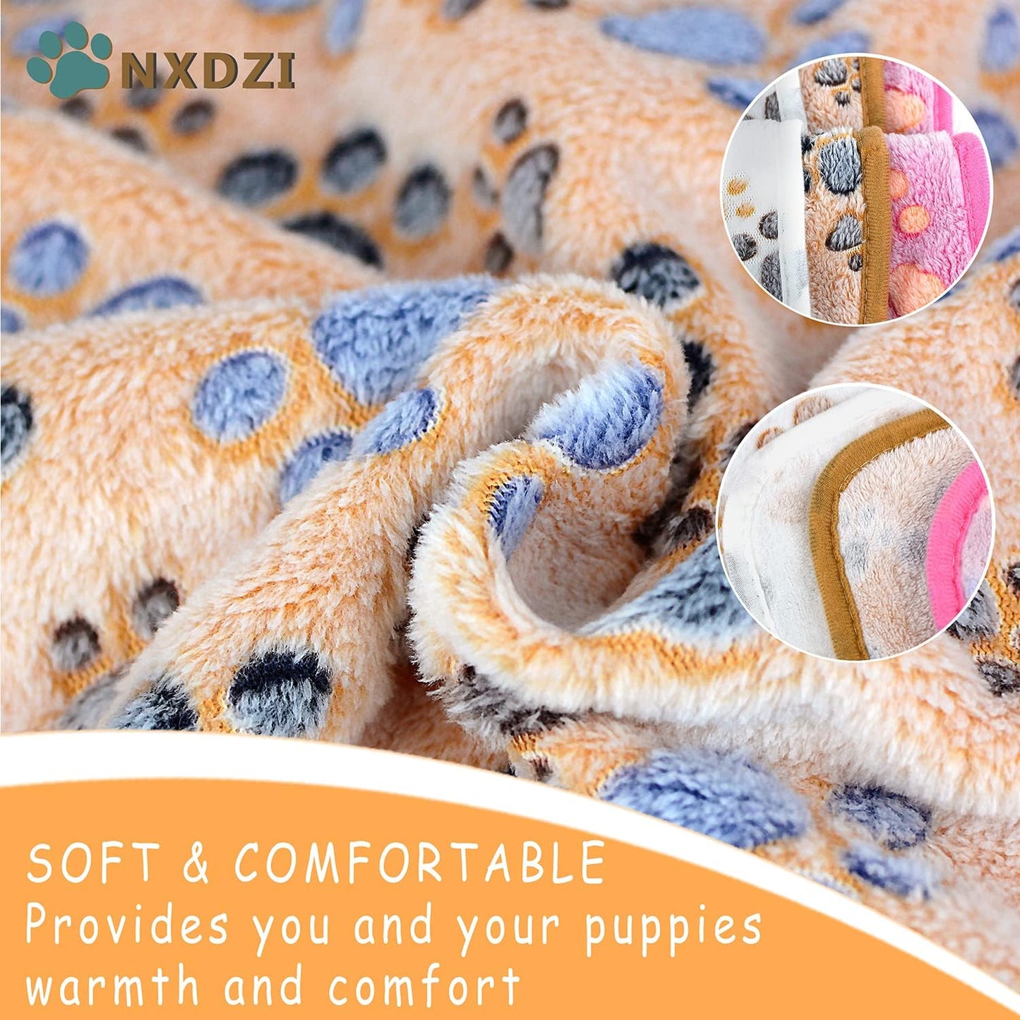 Dog Blankets for Medium Large Dogs, 3 Pack Dog Blanket Washable 41" X 31", Fuzzy Soft Pet Mat Throw Cover for Kennel Crate Bed, Cute Paw Pattern, Cat Blanket, Blankets for Dogs, Pet Blanket