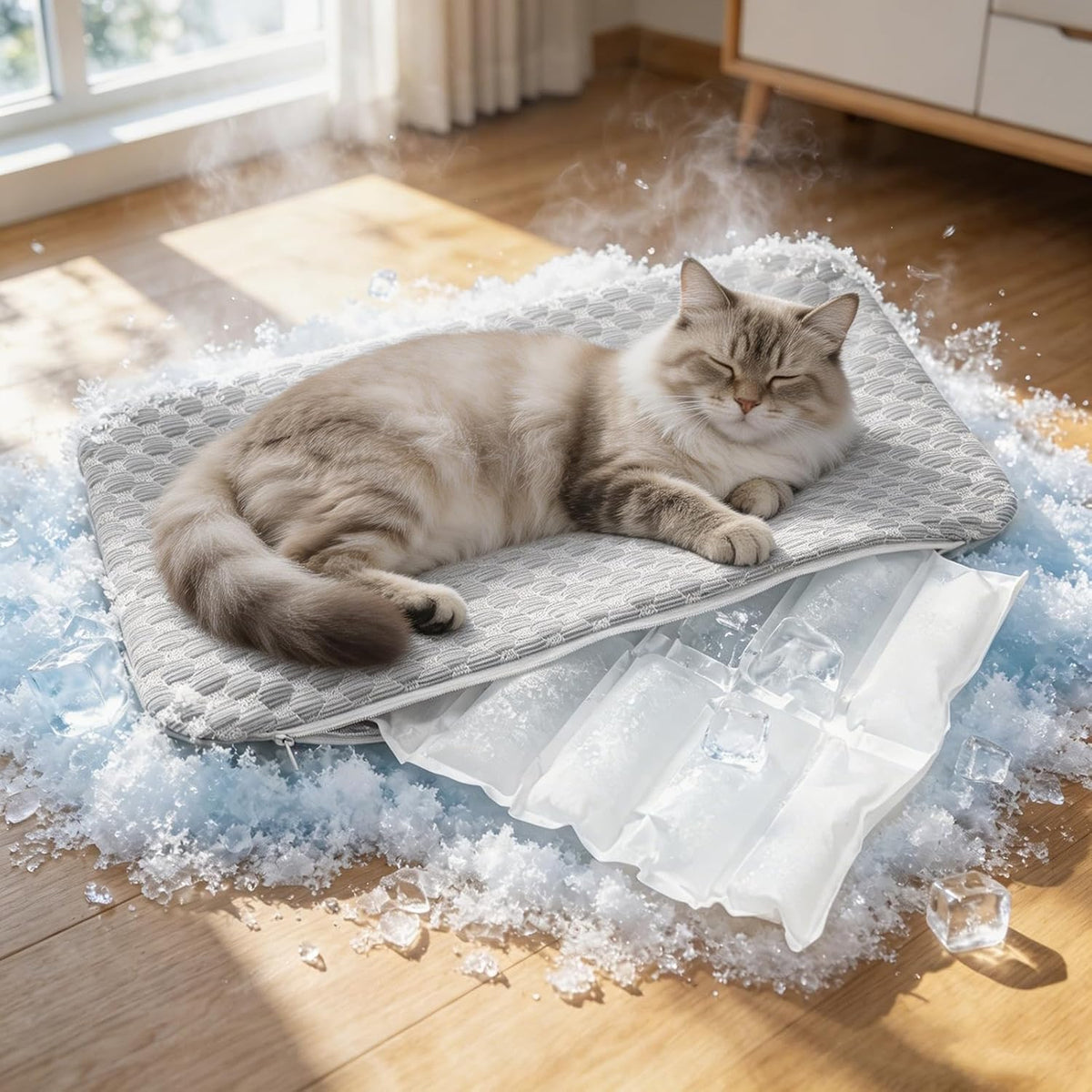 Dog Cooling Mat, Self-Cooling Pad for Dogs - 12" X 19" Washable Non-Toxic Summer Pet Mat, Refrigerable, Non-Slip Foldable Portable Soft Pad for Indoor Outdoor, Kennel Sofa Bed Floor Car