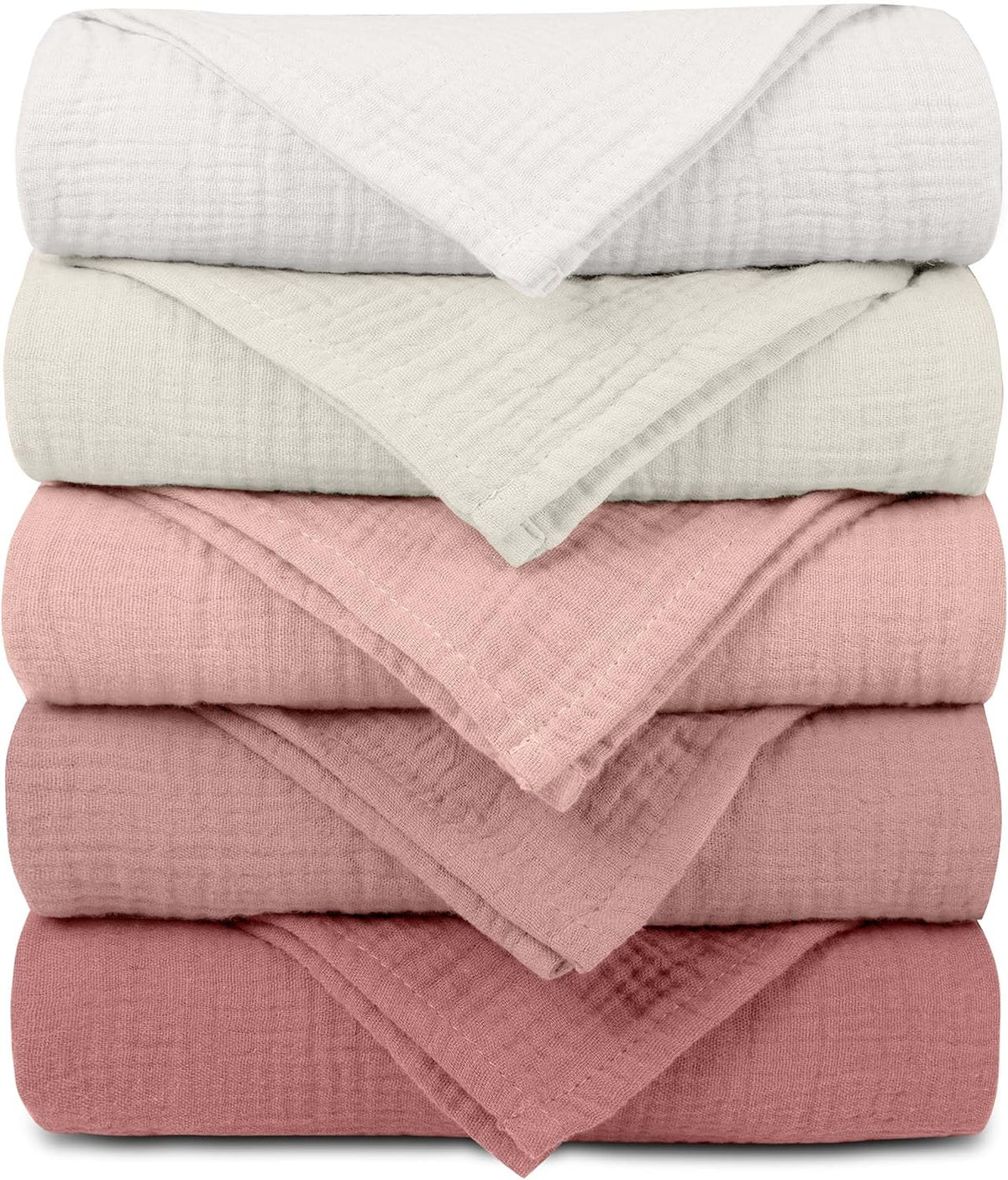 Muslin Receiving Blankets 5 Pack, Soft Swaddle Wraps for Newborn Babies