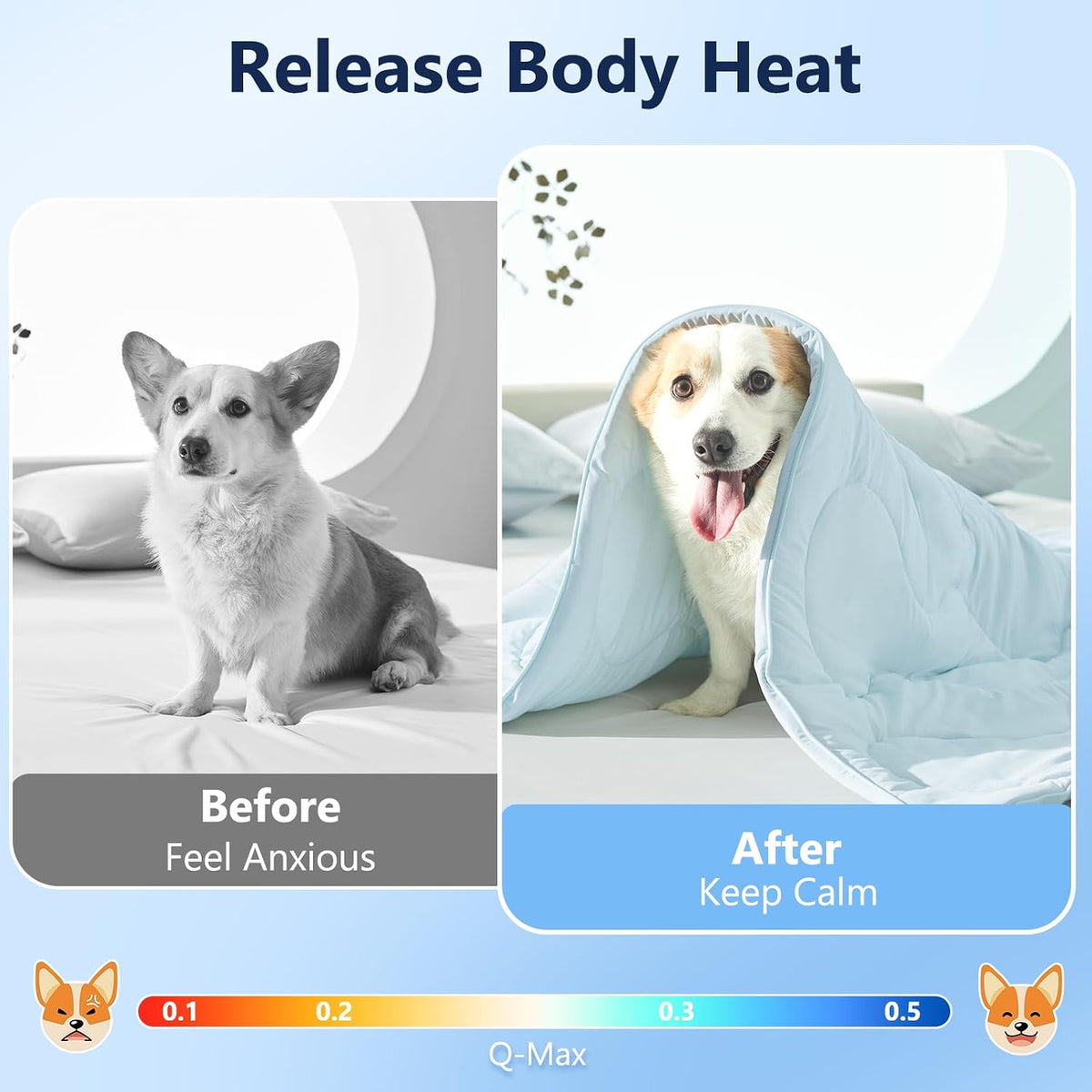 MIXJOY Cooling Blanket for Medium Dogs Breathable, Dual-Sided with Q-MAX>0.5, Lightweight Pet Cooling Throw Blanket Summer for Sofa & Dog Bed, Washable Soft Dog Cat Cold Mat Durable, Aqua Blue, 30X40