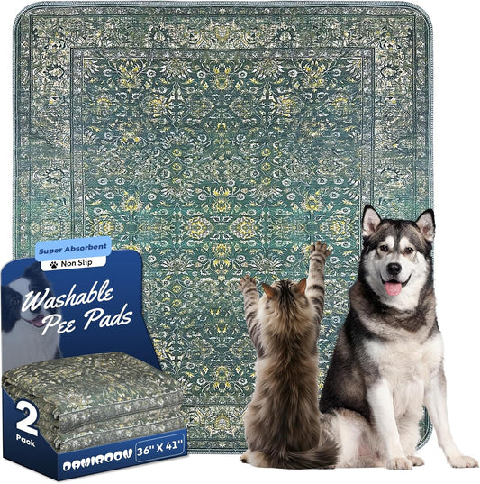 Washable Pee Pads for Dogs, Waterproof Leakproof Super Absorbent Non-Slip Whelping Training Cats Pads Litter Mat for Furniture Protector Pet Housebreaking, Reusable Puppy Pads