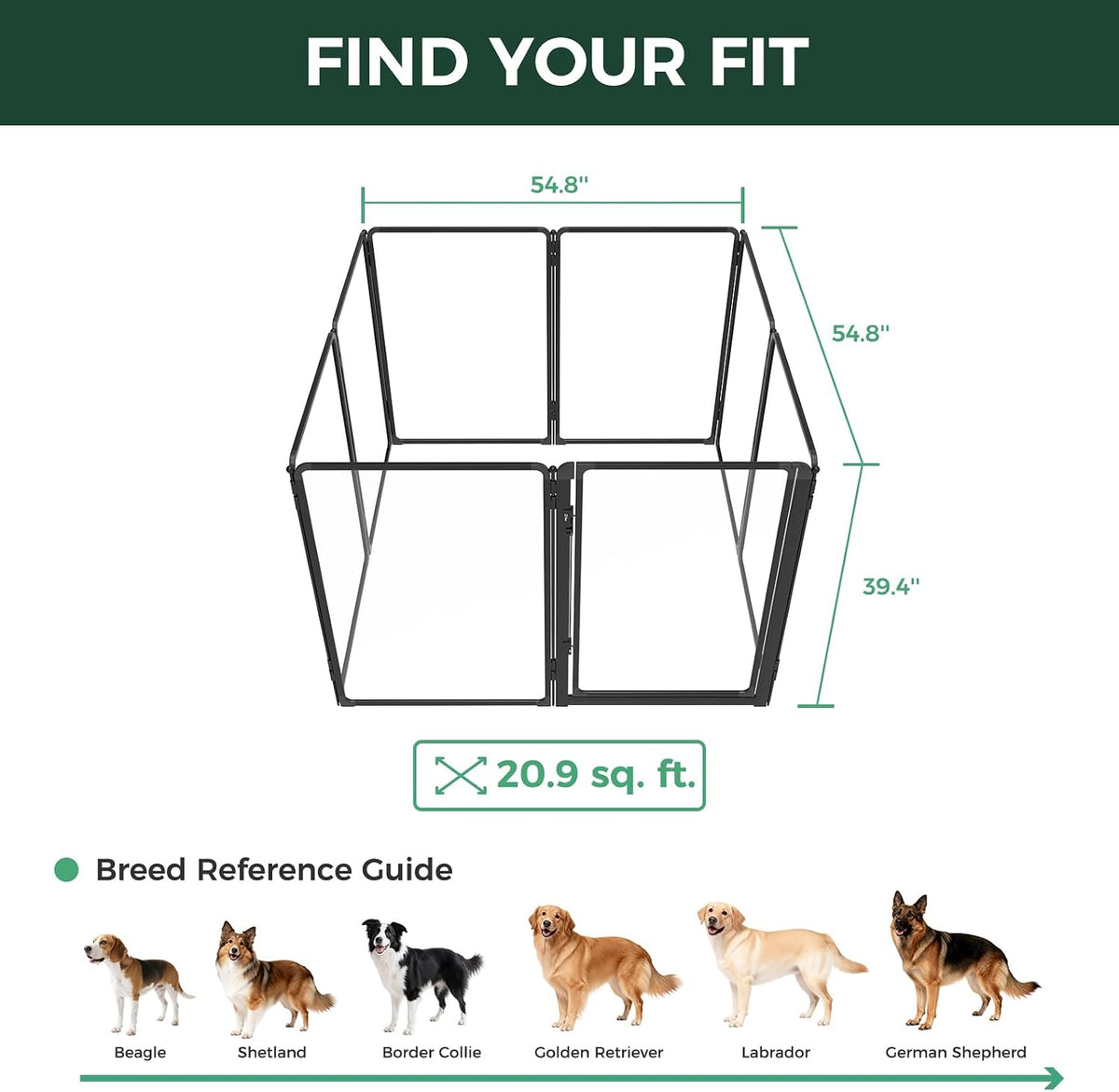 FXW Auraspace Pro Clear Acrylic Indoor Dog Playpen, 40" H, 8 Panels