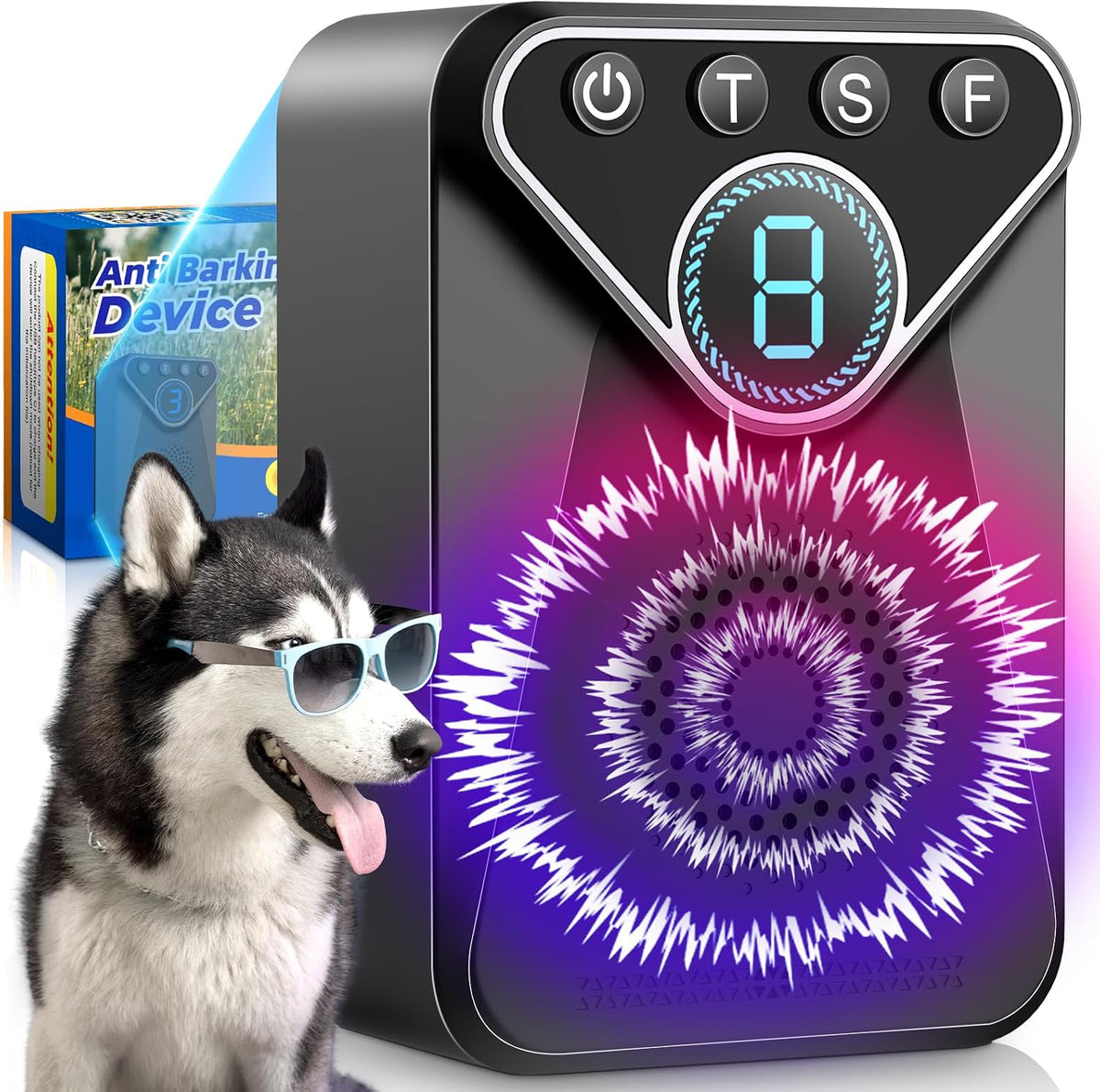 Anti Barking Device for Dogs, Sonic Barking Deterrent, Rechargeable Ultrasonic Dog Bark Control Device, Outdoor & Indoor Use, 9 Modes 33 FT Range anti Barking Deterrent Device Dog Barking Silencer