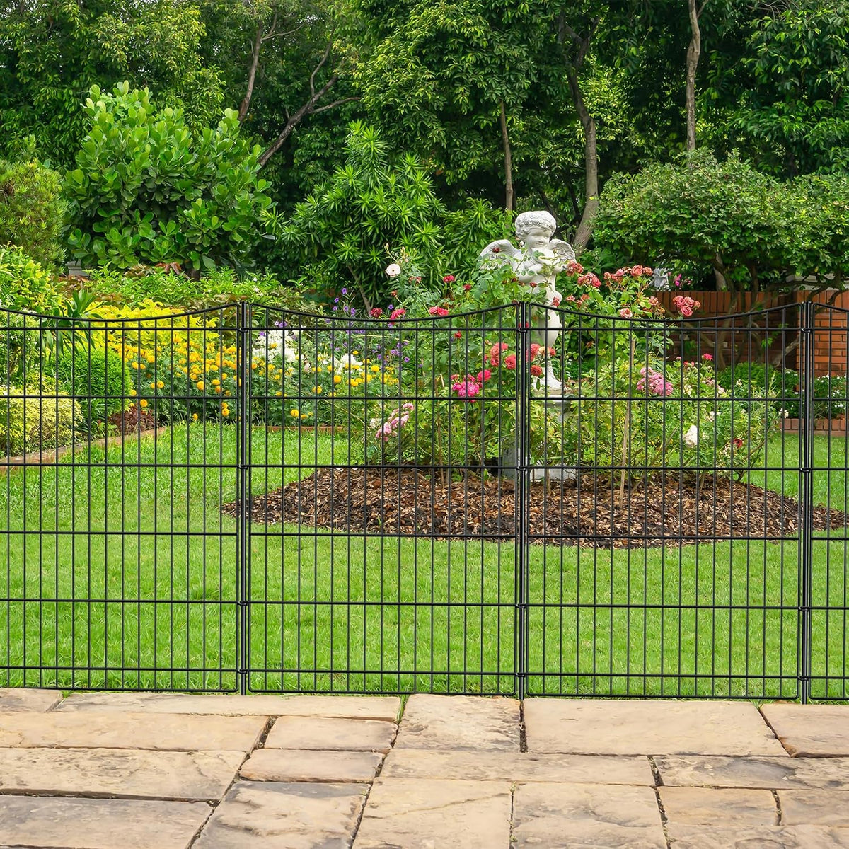 INJOPEXI Decorative Garden Fence 6 Panels 13Ft(L)×36In(H) Garden Fences with 6 Panels Rustproof Metal Wire No Dig Temporary Animal Barrier Fencing Outdoor Dog Fence for Yard Patio - without Gate