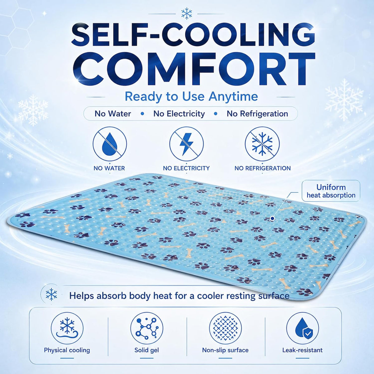 Cooling Mat for Dogs 20 Inch, Patent Self-Cooling Gel Pad for Small Dogs,