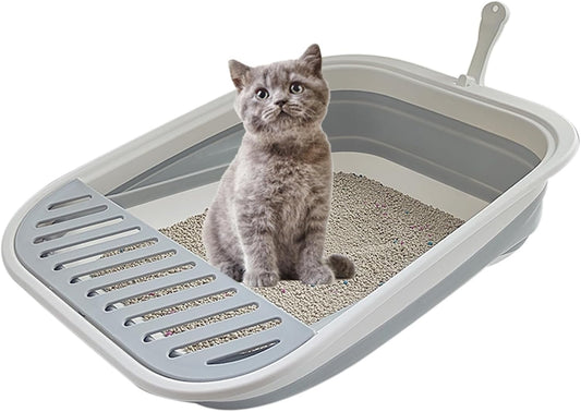 Collapsible Kitten Litter Box Low Entry Small Cat Litter Box M