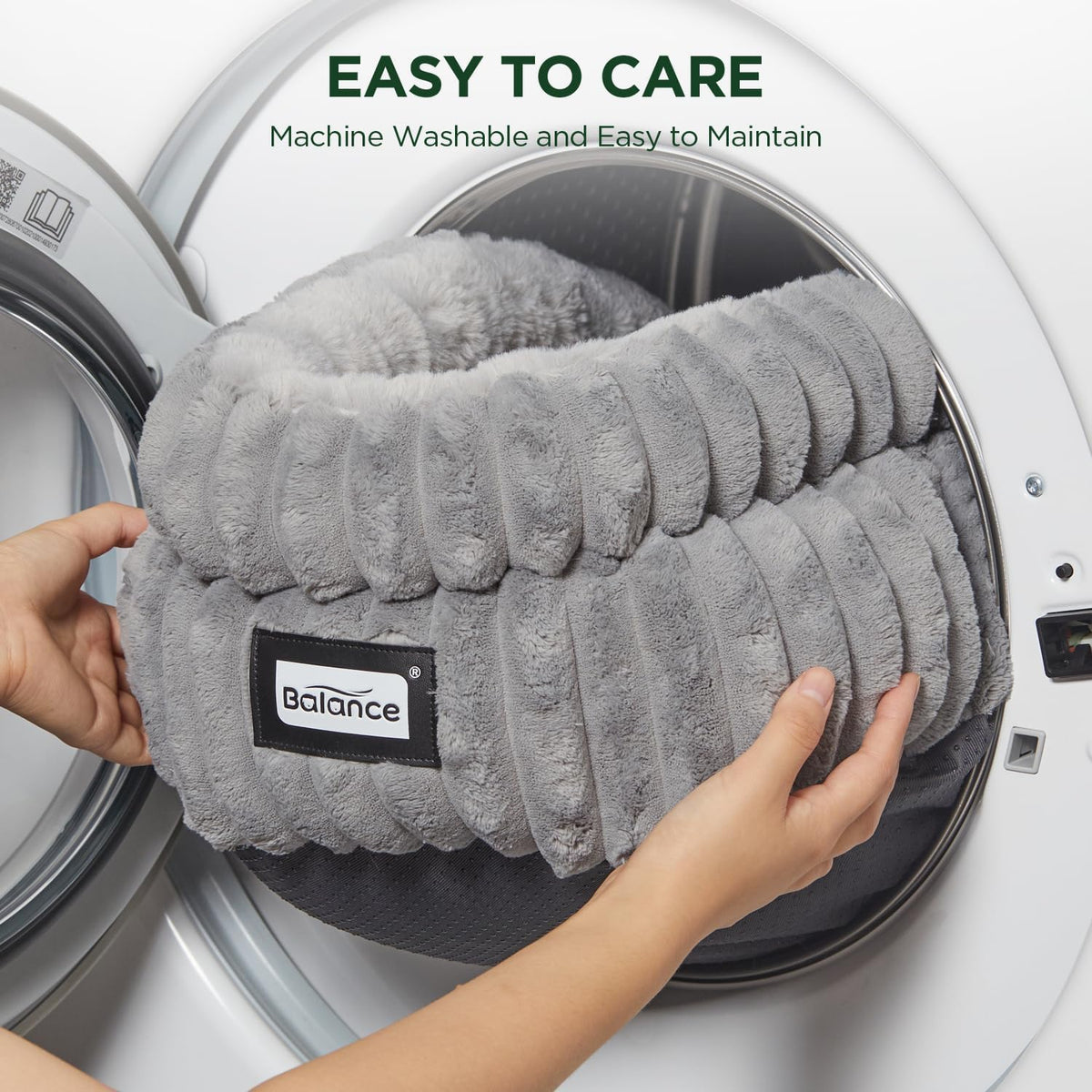 BALANCE Cat Bed Kitten Bed, Washable round Cat Beds for Indoor Cats, Super Soft Plush Faux Fur Pet Bed for Puppy and Kitten with Anti-Slip Bottom