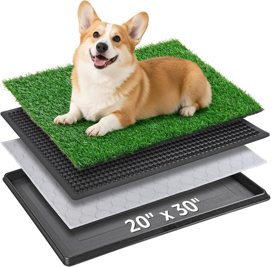Portable Dog Grass Pad with Tray 20"X30", for Indoor Outdoor Potty Training