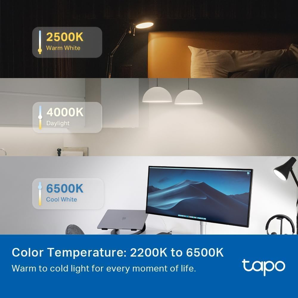 Tapo Multicolor Dimmable Smart Light Bulbs, L535E(2-Pack), A19 E26, 1100LM