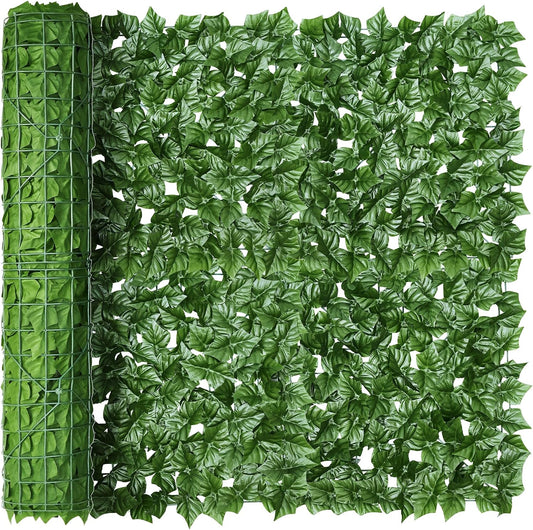 KASZOO Artificial Ivy Privacy Fence Screen - 120X40In Artificial Faux Privacy Fence Panel Artificial Green Wall Balcony Privacy Screen Decoration for Patio, Balcony, Wall, Backyard Indoor Outdoor