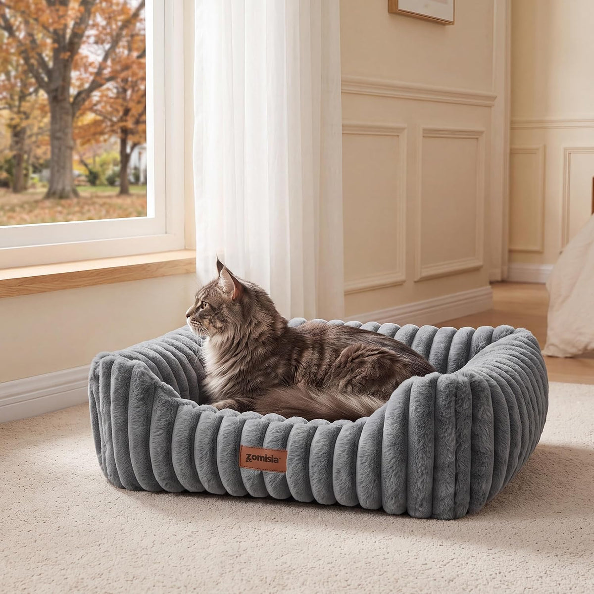 ZOMISIA Orthopedic Large Cat Bed with Removable Washable Cover, 25X21''