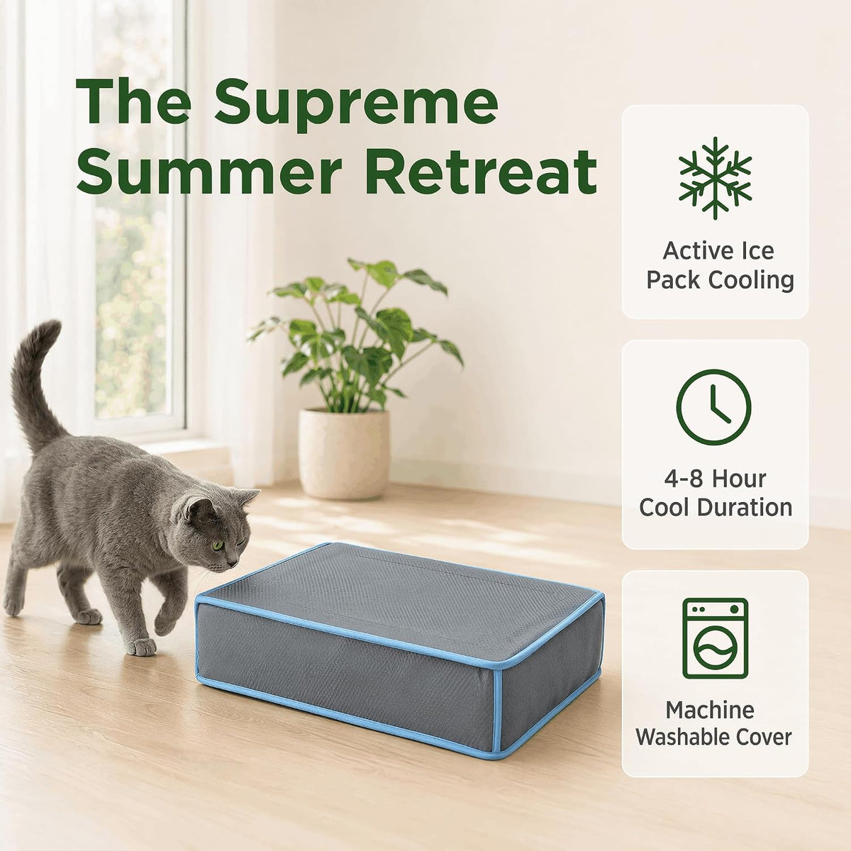 Ice Pack Dog Cooling Mat 51.5X38X14Cm, Small Medium Dogs, Grey