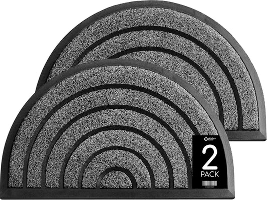 Ubdyo 2 Pack Heavy Duty Door Mat Outdoor Entrance - Muddy Dirt Trapping Outdoor Mats - Low Pile Front Door Mat outside Entrance - anti Slip Indoor Doormat - 30'' X 17'', Bright Grey