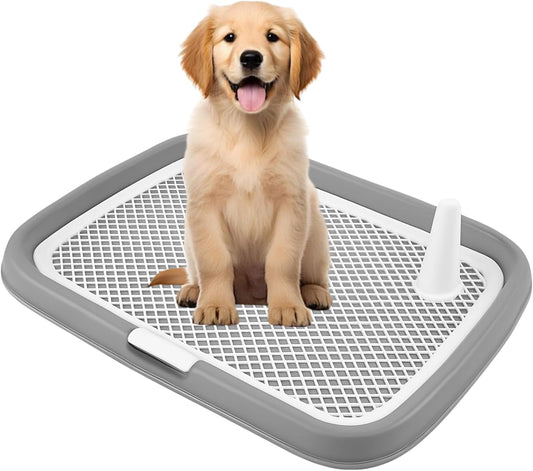 Indoor Dog Potty Tray, Pee Pad Holder 23.6"X17.7", Puppy Training Toilet, Leak-Proof Pet Litter Box for Small & Medium Dogs, Housebreaking & Pet Bathroom Solution (Gray)