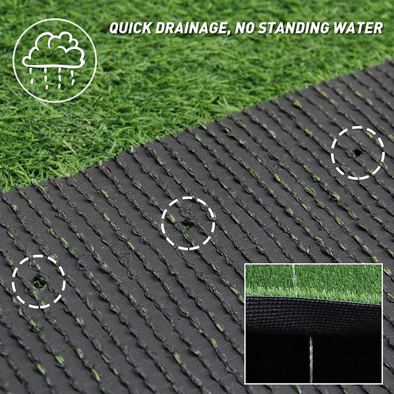 Petgrow Thick Artificial Grass 4 X 6Ft,0.7Inch Pile Height Green Soft Fake Faux Grass Turf Mat,Indoor Outdoor Garden Dogs Pet Synthetic Turf Carpet Doormat, Rubber Backed with Drainage Holes