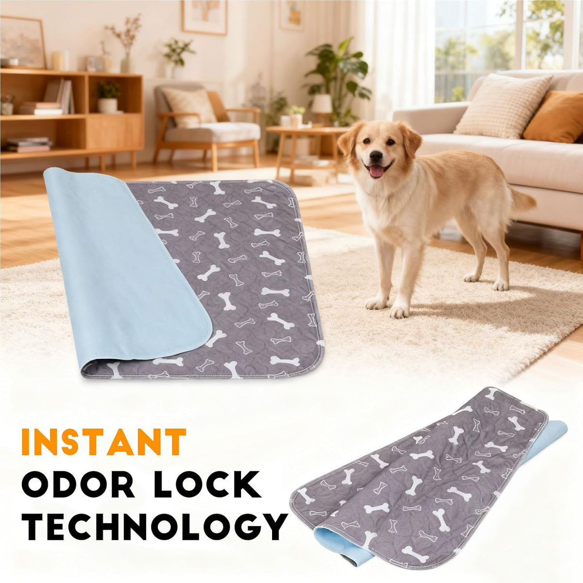 Puppy Pee Pads with Pheromones, Washable Puppy Training Pads for Dogs Reusable Puppy Potty Pads for Dogs and Cats(With Pet Hair Removal Gloves)