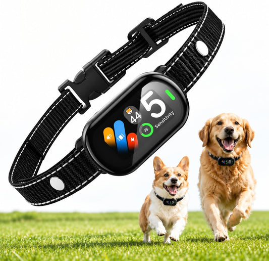 Dog Bark Collar with AI Bark Recognition, Smart anti Bark Collar for Small Medium Large Dogs, Rechargeable Dog Training Collar with False Trigger Protection, Adjustable Sensitivity, Waterproof
