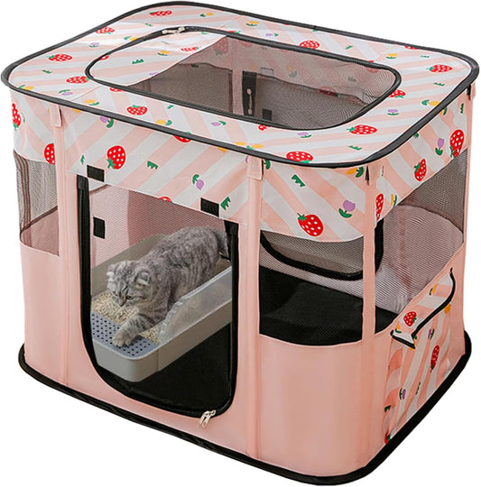 XRG Foldable Pet Cat Playpen,Indoor Cat Cage Crates S(27.6"X21.7"X17.7")