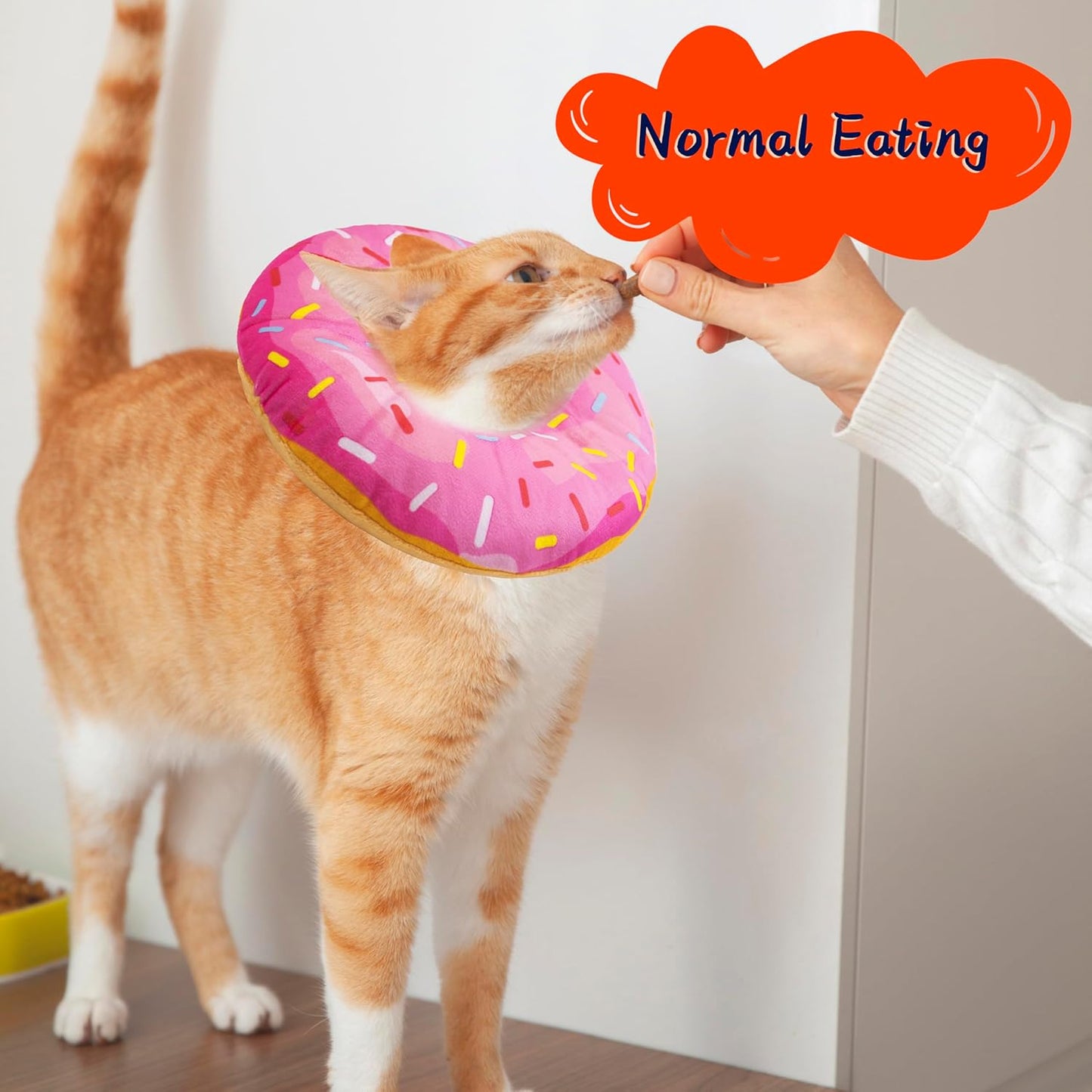 Seyezo Cat Cone Collar Soft, Adjustable Cat Recovery Collars Spay Cones to Stop Licking, Cute Donut E Collar after Surgery, Anti-Lick Wound Healing Elizabethan Collar for Kittens (Donut Pink, Small)