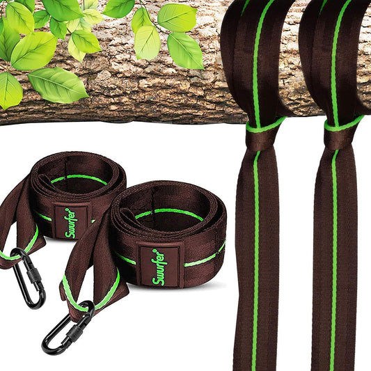 Swurfer Tree Swing Hammock Straps –Hanging Kit for Hammock, Tree Swings, Durable, Weatherproof, Rust Free, Secure Lock Snap Carabiners Included, Weight Limit 2200 Lbs per Strap (3 Feet - 2 Straps)