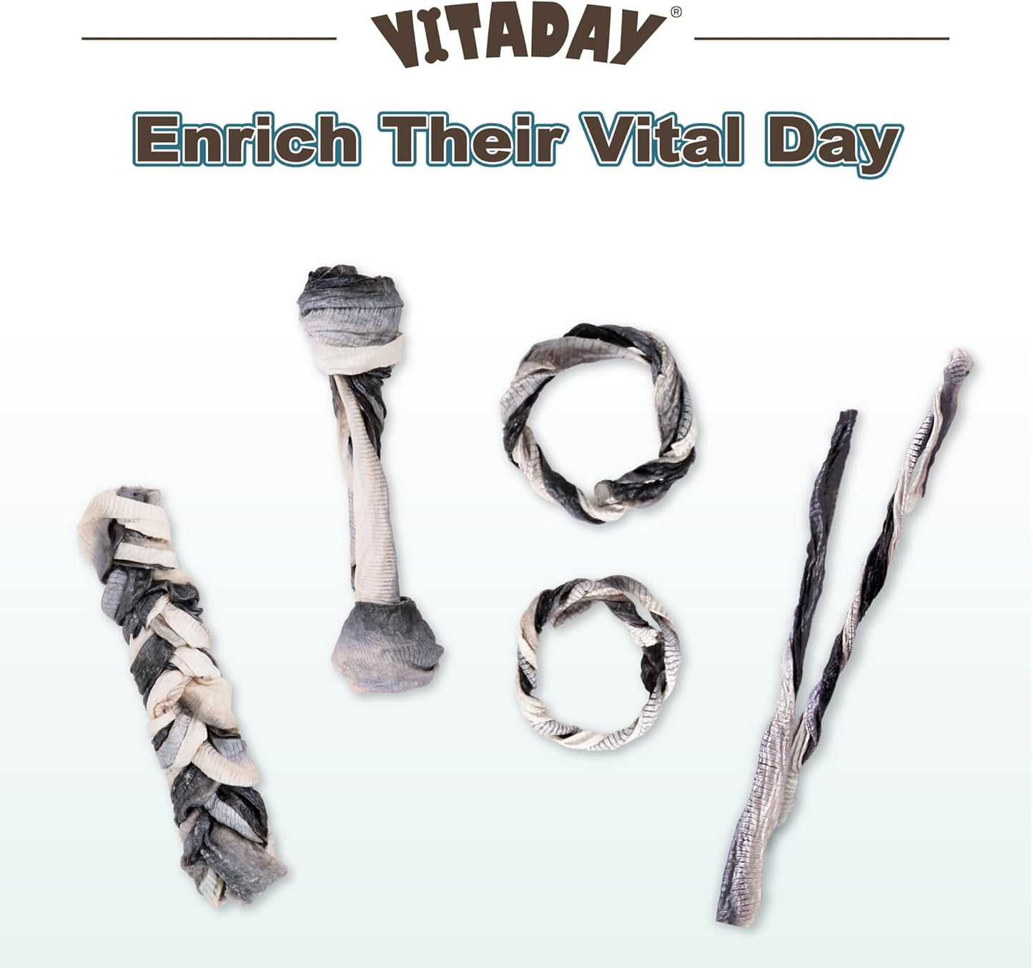 VITADAY Dog Jerky, 100% Fish Skin Dog Treats, Tough Grain-Free Rawhide Alternative, Natural Dog Jerky Treats For, Rich in Collagen & Omega-3, Low Fat, Hypoallergenic, 3 Oz Pack, Ring (L)