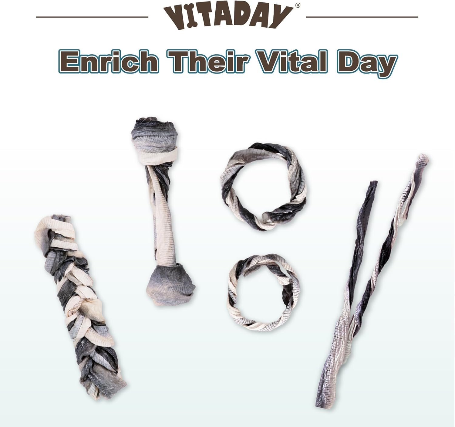 VITADAY Dog Jerky, 100% Fish Skin Dog Treats, Tough Grain-Free Rawhide Alternative, Natural Dog Jerky Treats For, Rich in Collagen & Omega-3, Low Fat, Hypoallergenic, 3 Oz Pack, Bones (S)