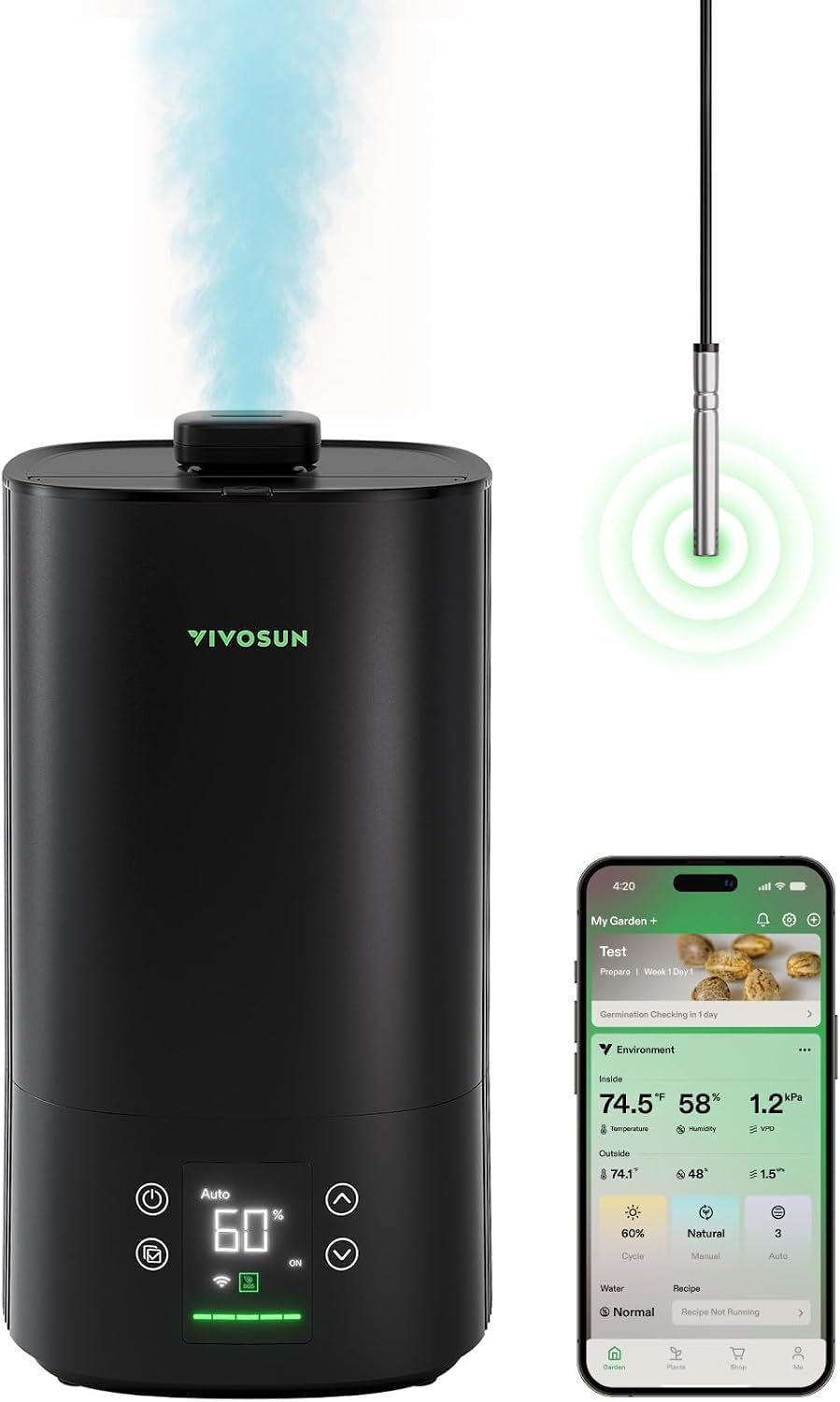 VIVOSUN Aerostream H05 1.32 Gal Smart Wifi Humidifier with Humidity Probe