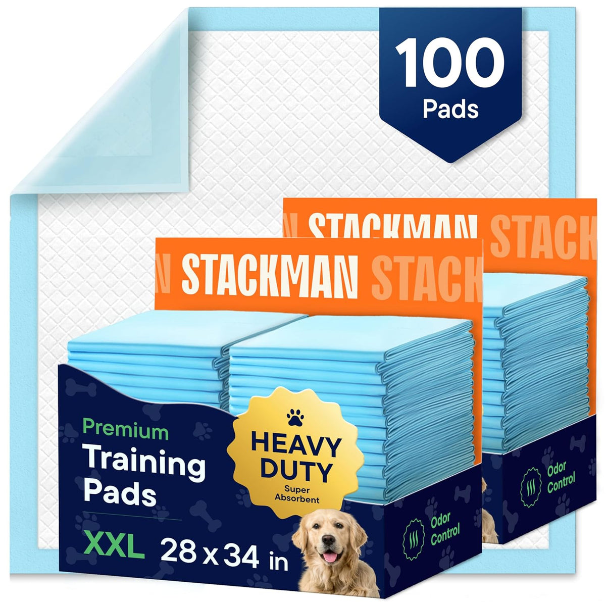 Puppy Pads XL 28X34 [100-COUNT] Dog Pads Extra Large 28" X 34" Leak-Proof Dog Pee Pads - Quick-Dry Puppy Pee Pads Pet Potty Training - Heavy Duty Super Absorbent Wee Wee Pads for Dogs Bulk -100 Pack