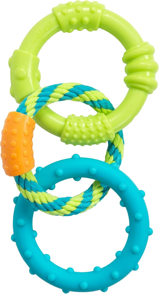 Pupstages Dental Links Dog Chew Toy, Textured Rings & Woven Rope, 8.5"