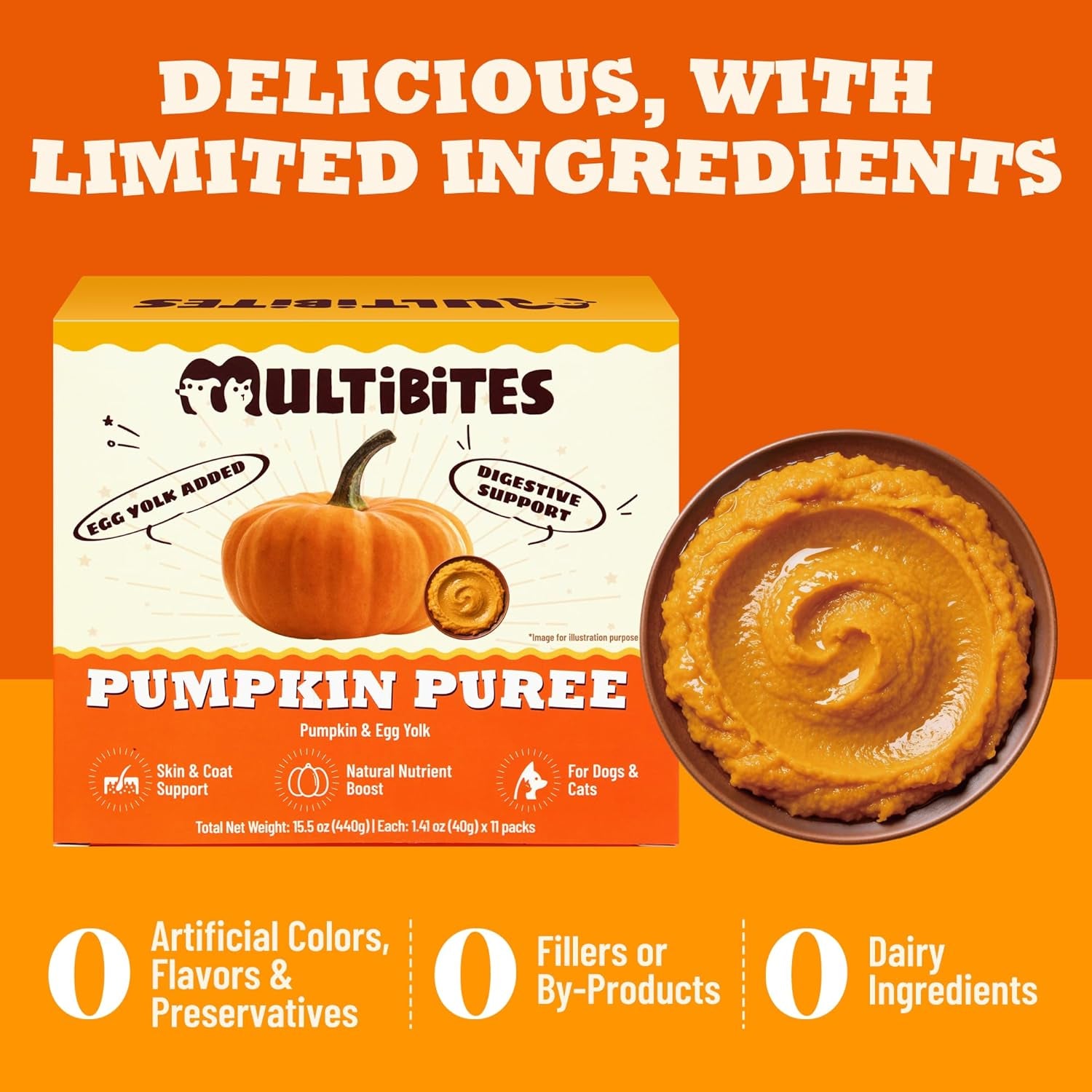 15.5Oz Premium Pumpkin Puree for Cats & Dogs - Digestive Health,Sensitive Stomach for Soft Cat Treats - Natural Fiber Supplement for Dog Food Toppers,Kittens,Puppy Snacks