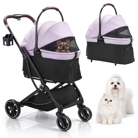 Dog Stroller for Small Dogs, 4-In-1 Pet Stroller with Detachable Carrier