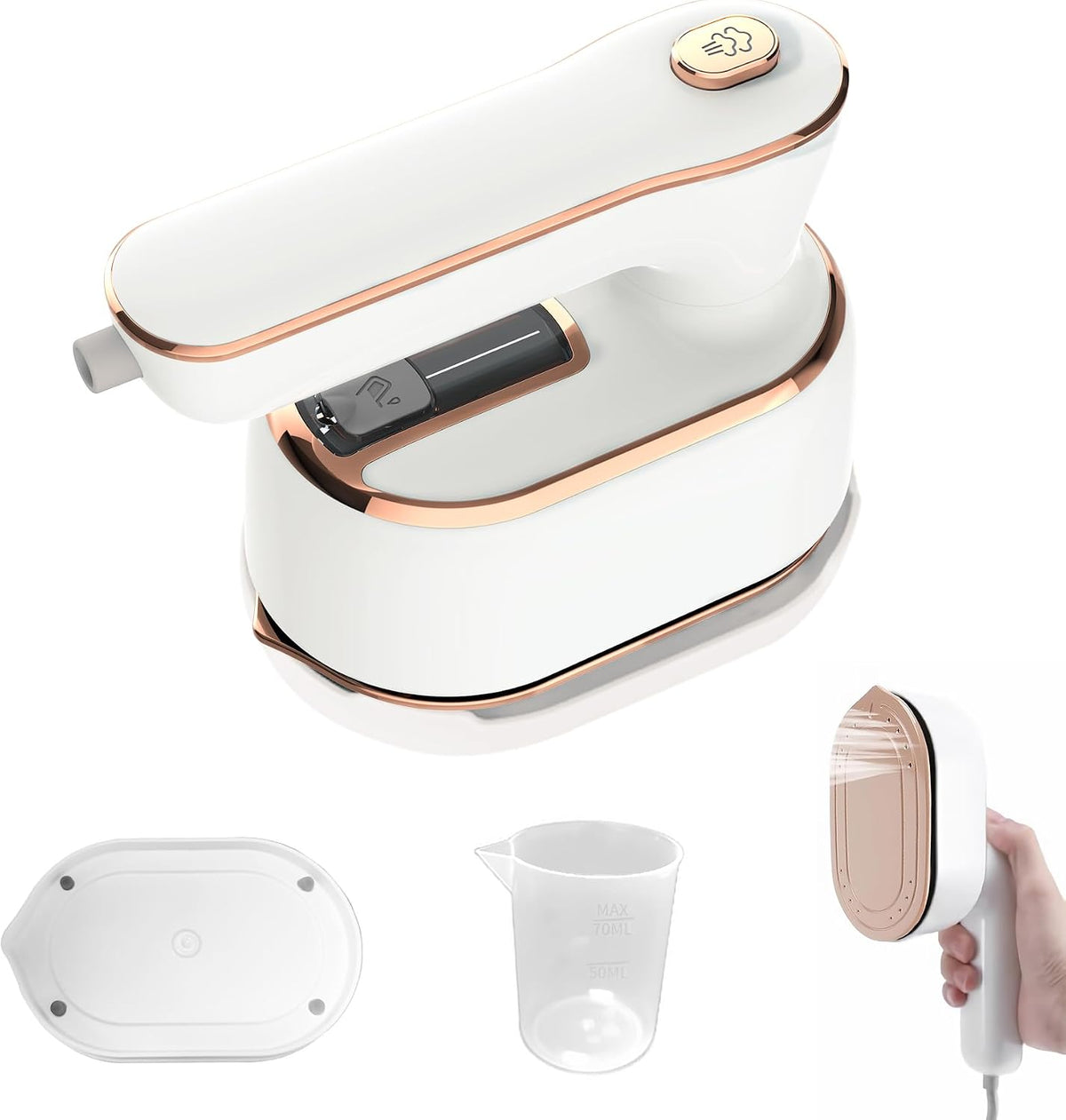 Portable Handheld Steamer for Clothes, 2-In-1 Ironing & Steaming,180° Rotatable Multi-Directional, Mini Travel Steamer,Suitable for Clothing of the Majority of Sizes/Thickness for Dorm Room, White