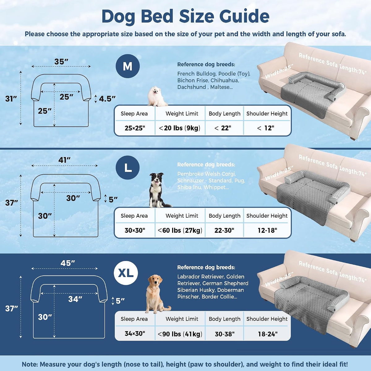 Xlarge Dog Cooling Bed for Sofa, 45X37 Inch Pets Couch Cover Mat