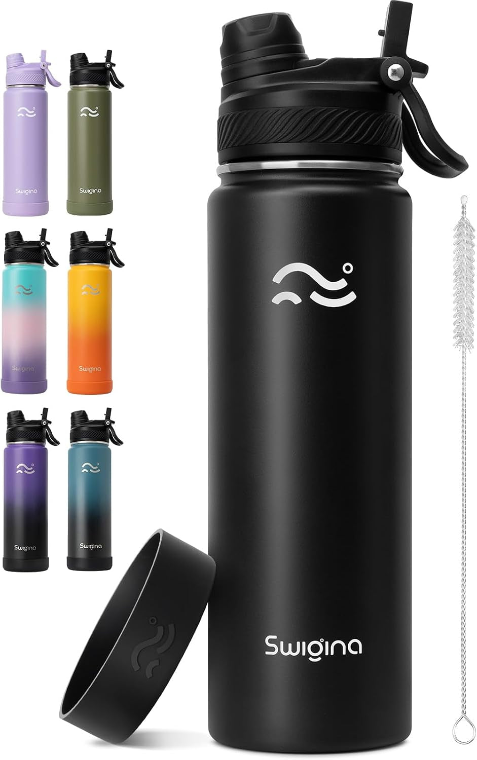 Swigina Insulated Water Bottle with Boot (Keep 36Hrs Cold) BPA Free, 24 Oz